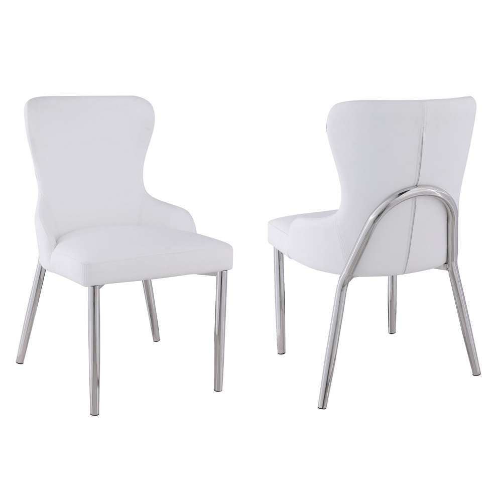 Chintaly - Evelyn Wing Back Side Chair with Polished Ss Frame (Set of 2) - EVELYN-SC-WHT-POL veiw 3