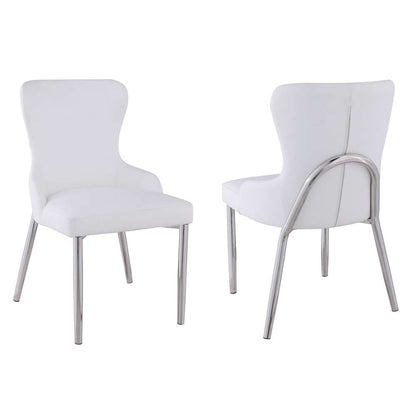 Chintaly - Evelyn Wing Back Side Chair with Polished Ss Frame (Set of 2) - EVELYN-SC-WHT-POL veiw 3