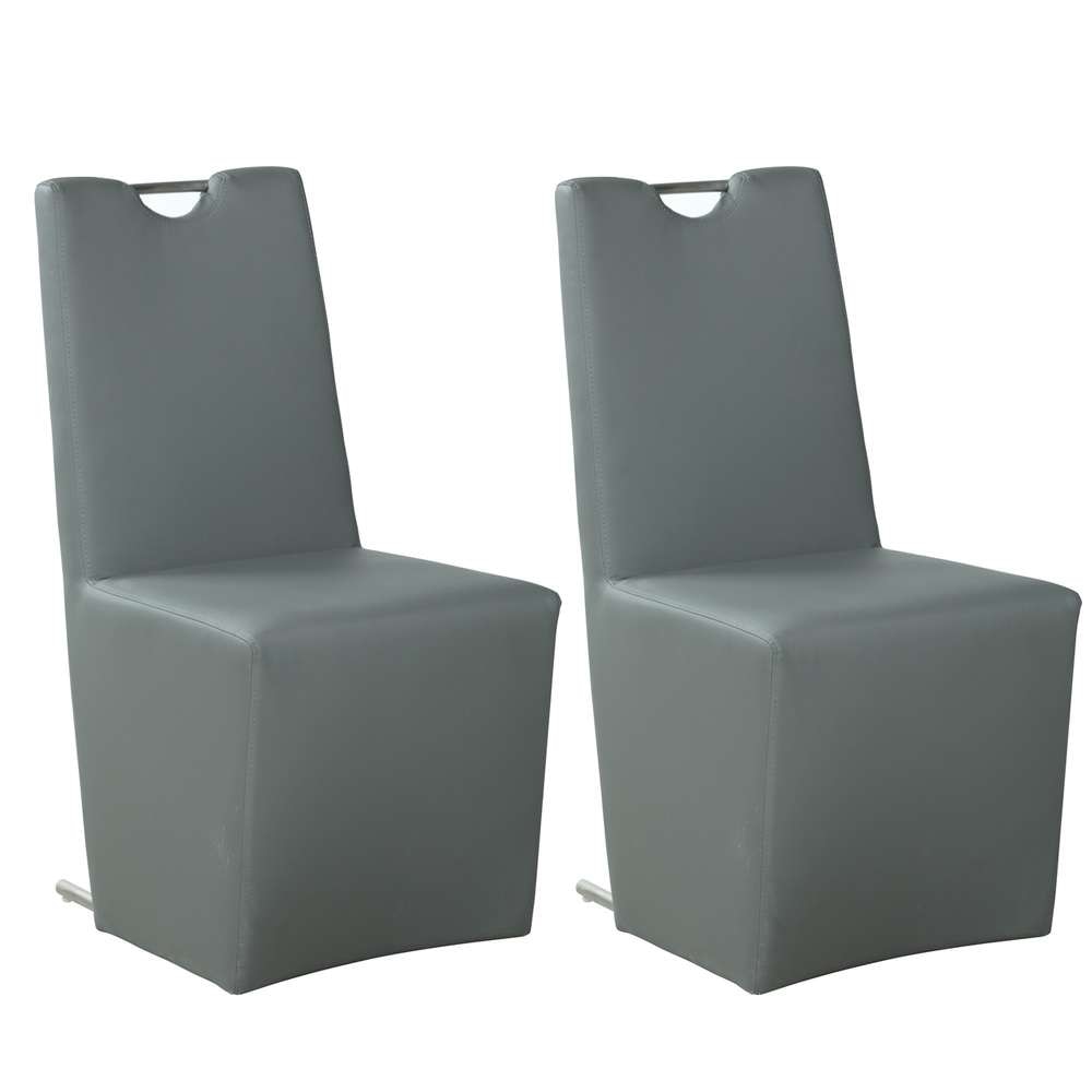 Chintaly - Evie Contemporary Upholstered Handle-Back Side Chair (Set of 2) - EVIE-SC-GRY-PU veiw 1