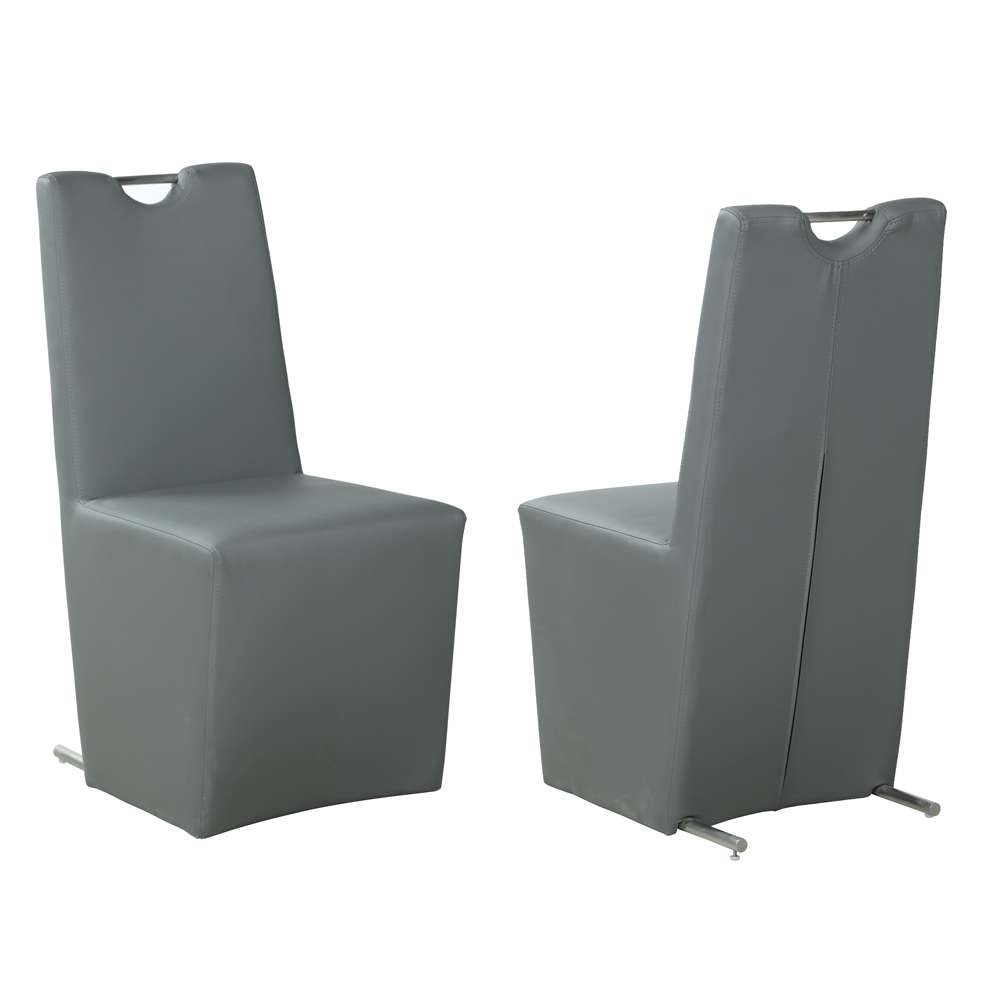 Chintaly - Evie Contemporary Upholstered Handle-Back Side Chair (Set of 2) - EVIE-SC-GRY-PU veiw 3