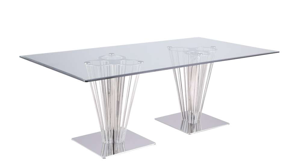 Chintaly - Fernanda Contemporary Rectangular Glass Dining Table - FERNANDA-DT-RCT veiw 1