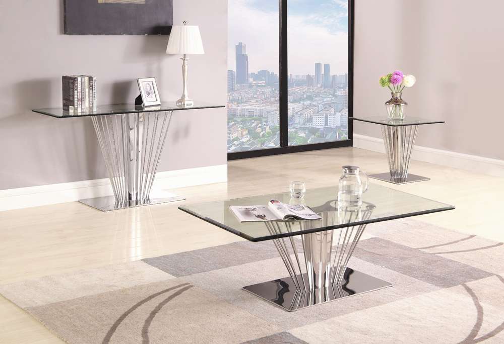 Chintaly - Fernanda Contemporary Rectangular Glass Lamp Table - FERNANDA-CT veiw 5