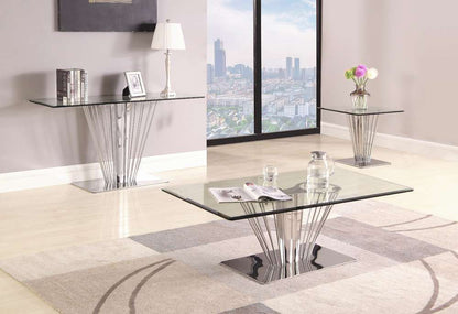 Chintaly - Fernanda Contemporary Rectangular Glass Lamp Table - FERNANDA-CT veiw 5