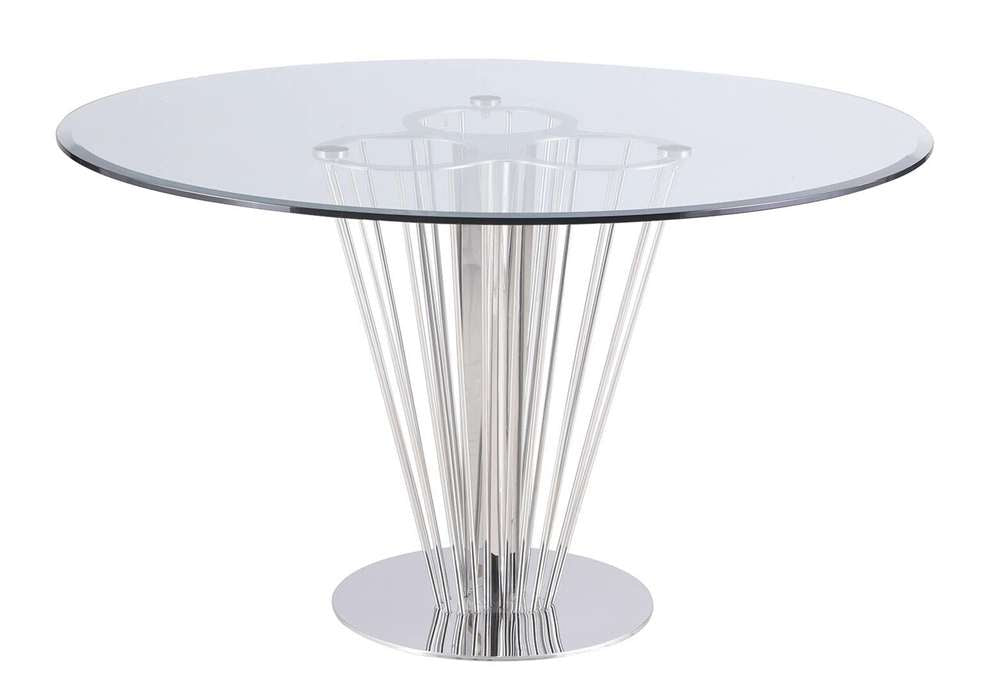 Chintaly - Fernanda Contemporary Round Glass Dining Table - FERNANDA-DT-RND veiw 1