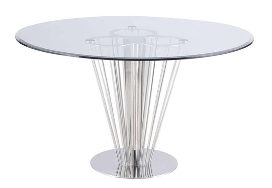 Chintaly - Fernanda Contemporary Round Glass Dining Table - FERNANDA-DT-RND veiw 1