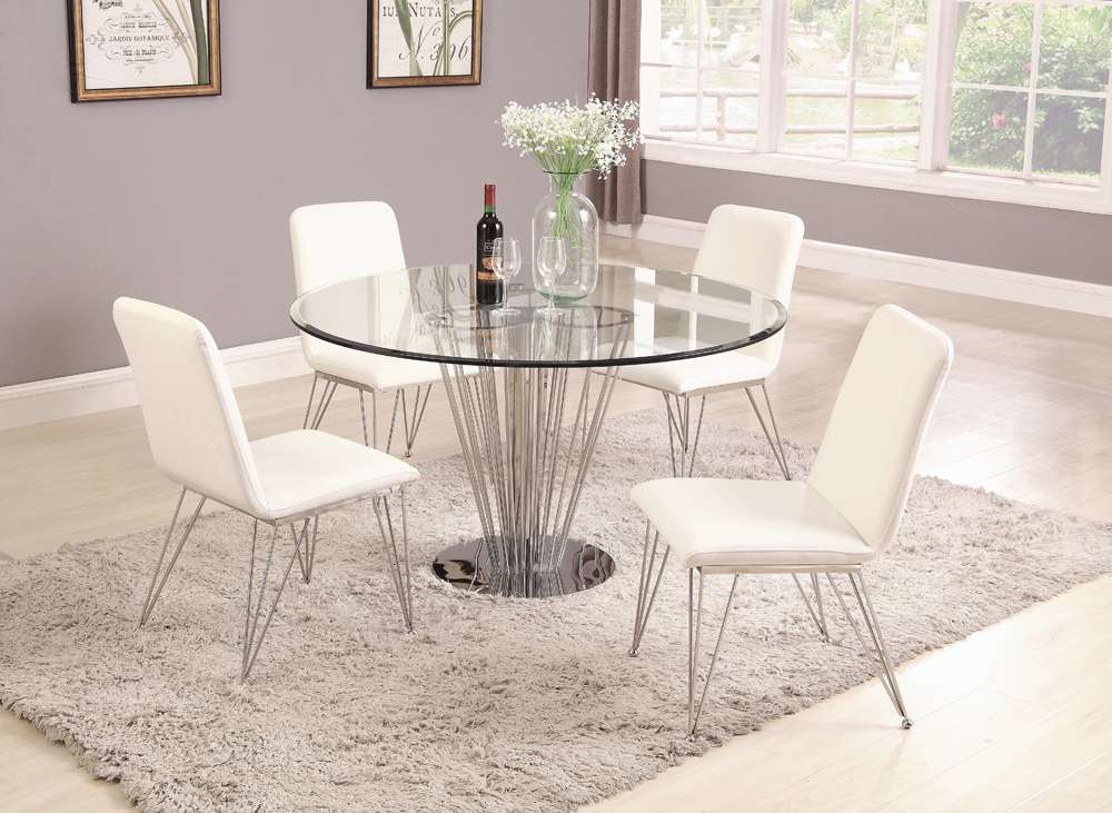 Chintaly - Fernanda Contemporary Round Glass Dining Table - FERNANDA-DT-RND veiw 2