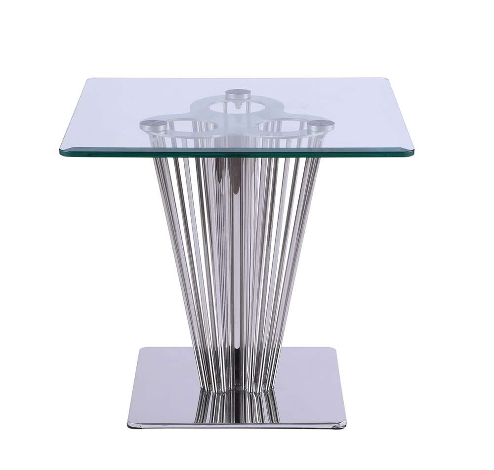 Chintaly - Fernanda Contemporary Square Glass Lamp Table - FERNANDA-LT veiw 2