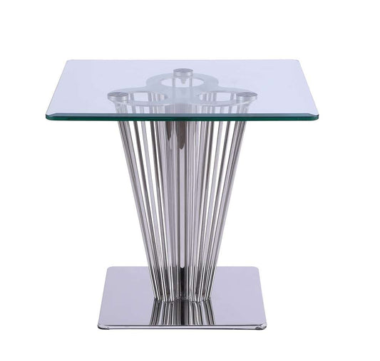 Chintaly - Fernanda Contemporary Square Glass Lamp Table - FERNANDA-LT veiw 2
