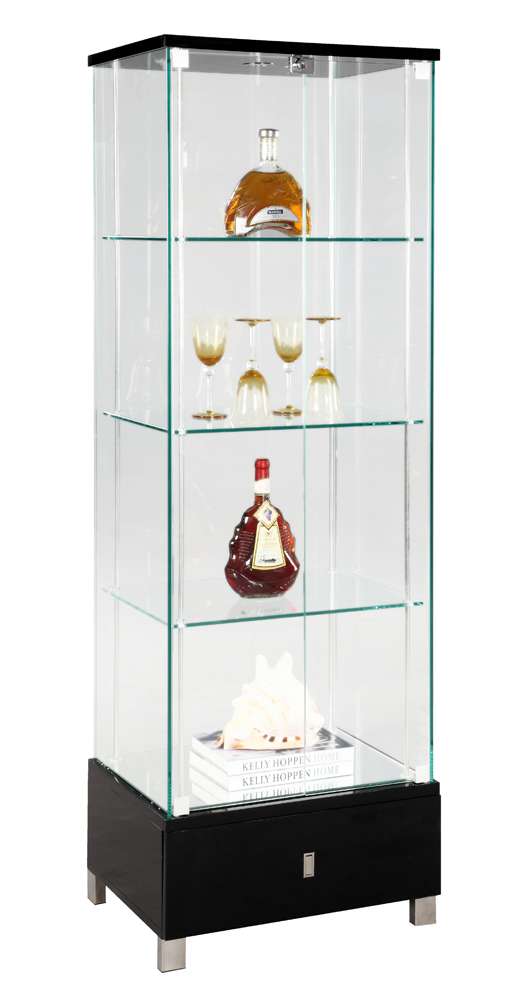 Chintaly - Glass Curio in Black - 6628-CUR-BLK veiw 2