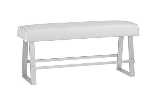 Chintaly - Gwen - Contemporary Counter Height Bench w/ Highlight Stitching - GWEN-CNT-BCH-WHT veiw 1