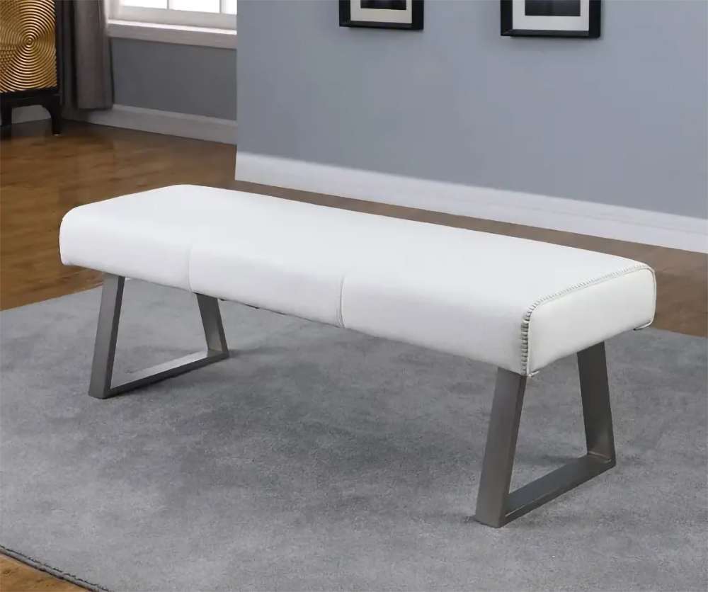 Chintaly - Gwen - Contemporary Upholstered Bench w/ Highlight Stitching - GWEN-BCH-WHT veiw 1