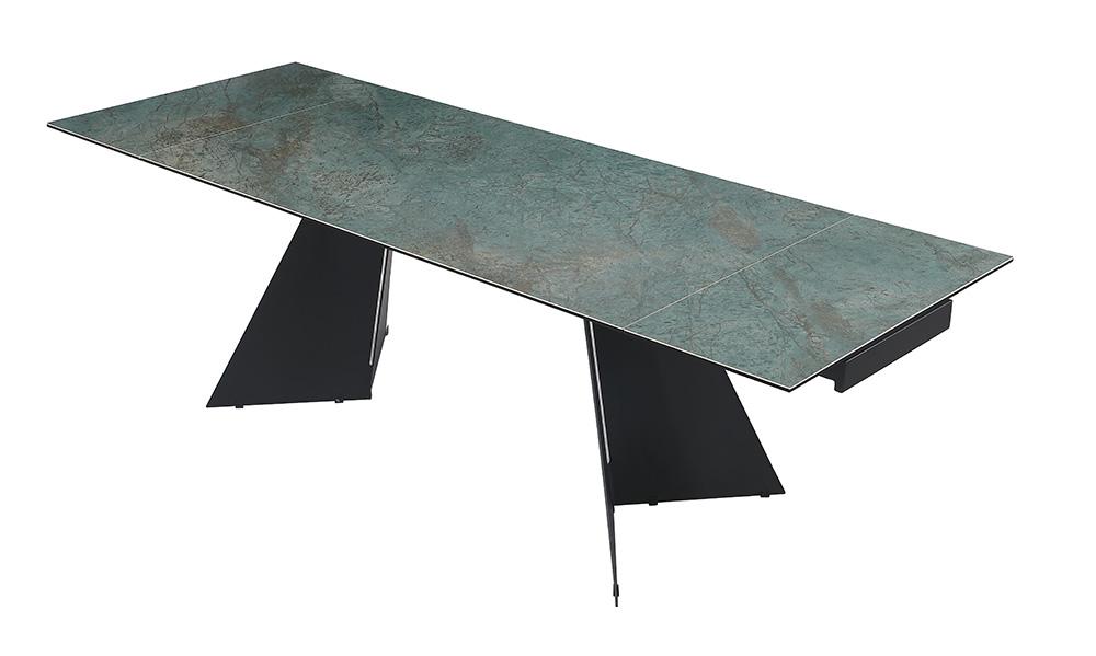 Chintaly - HELEN - Contemporary Extendable Dining Table w/ Ceramic Top & Seel Base - HELEN-DT veiw 2