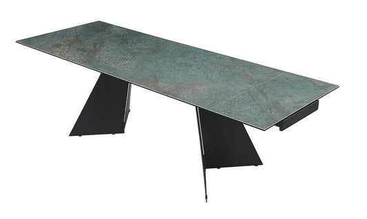 Chintaly - HELEN - Contemporary Extendable Dining Table w/ Ceramic Top & Seel Base - HELEN-DT veiw 2