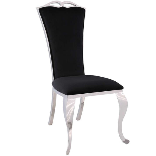 Chintaly - Jamie Tall Back Side Chair in Shiny Stainless Steel and Black Fabric (Set of 2) - JAMIE-SC-BLK veiw 1