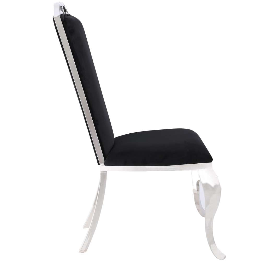 Chintaly - Jamie Tall Back Side Chair in Shiny Stainless Steel and Black Fabric (Set of 2) - JAMIE-SC-BLK veiw 2
