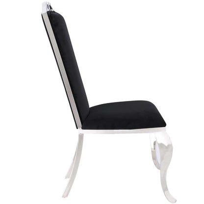 Chintaly - Jamie Tall Back Side Chair in Shiny Stainless Steel and Black Fabric (Set of 2) - JAMIE-SC-BLK veiw 2