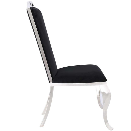 Chintaly - Jamie Tall Back Side Chair in Shiny Stainless Steel and Black Fabric (Set of 2) - JAMIE-SC-BLK veiw 2