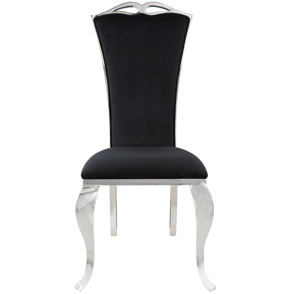 Chintaly - Jamie Tall Back Side Chair in Shiny Stainless Steel and Black Fabric (Set of 2) - JAMIE-SC-BLK veiw 3