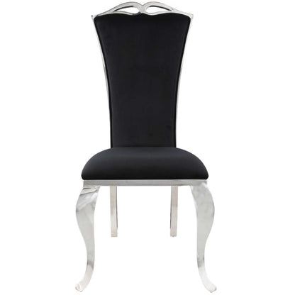 Chintaly - Jamie Tall Back Side Chair in Shiny Stainless Steel and Black Fabric (Set of 2) - JAMIE-SC-BLK veiw 3