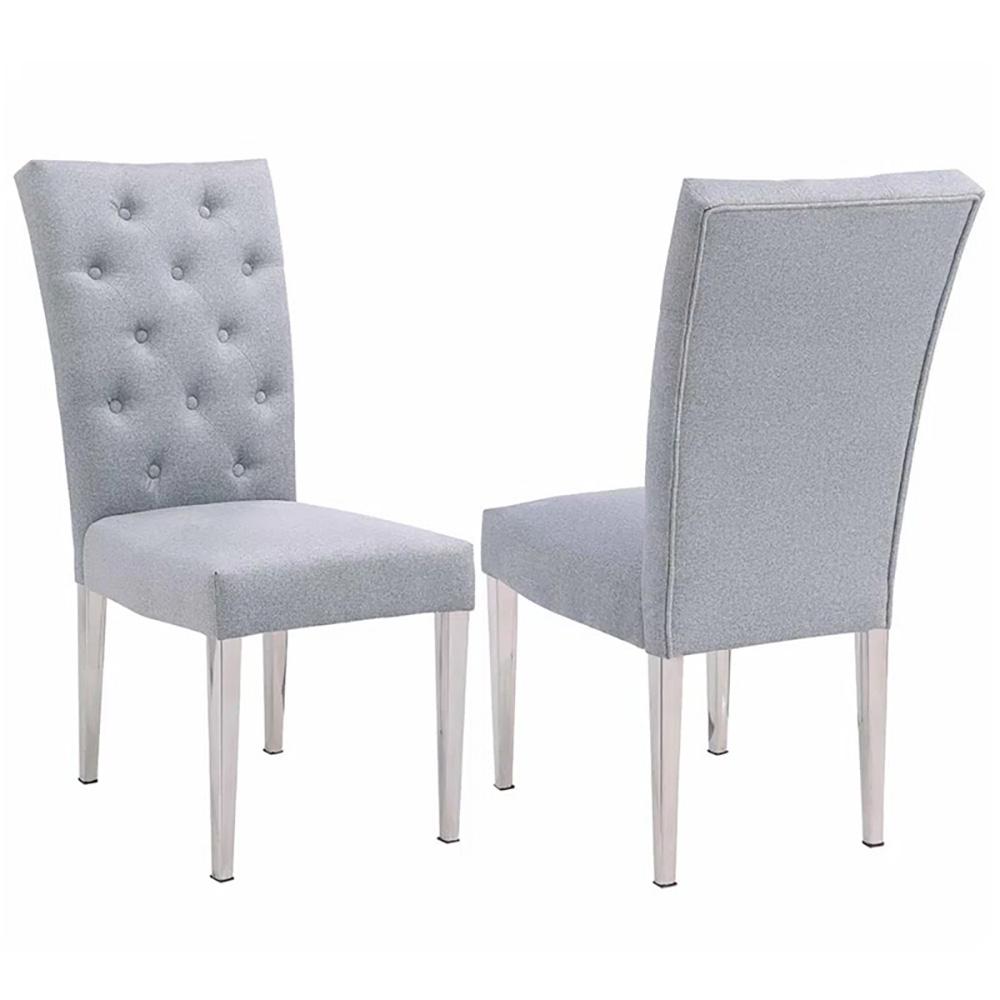 Chintaly - JENNIFER - Contemporary Dining Set w/ Sintered Stone Table & Tufted Chairs - JENNIFER-KERRY-5PC-POL-GRY veiw 5