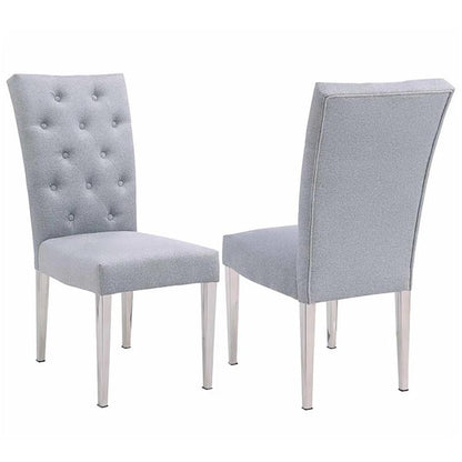 Chintaly - JENNIFER - Contemporary Dining Set w/ Sintered Stone Table & Tufted Chairs - JENNIFER-KERRY-5PC-POL-GRY veiw 5