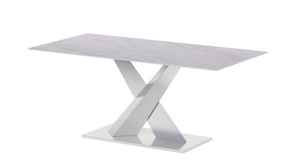 Chintaly - JENNIFER - Contemporary Sintered Stone Top Table w/ Steel Base - JENNIFER-DT veiw 1