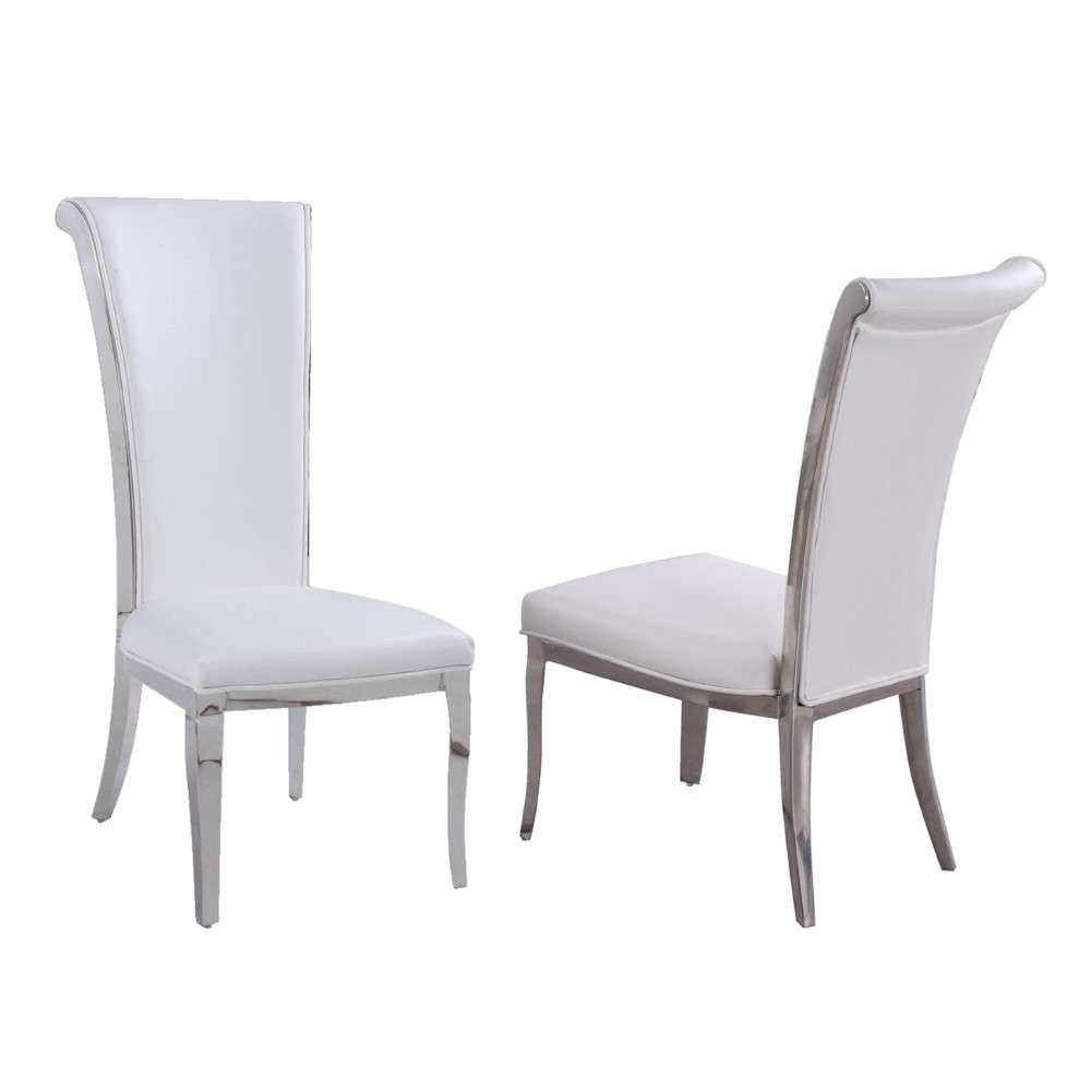 Chintaly - Joy Tall Back Side Chair in White PU (Set of 2) - JOY-SC-WHT veiw 3