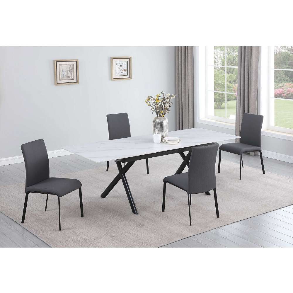 Chintaly - Karol - Dining Set w/ Extendable Sintered Stone Top Table & 4 Chairs - KAROL-AIDA-5PC veiw 1