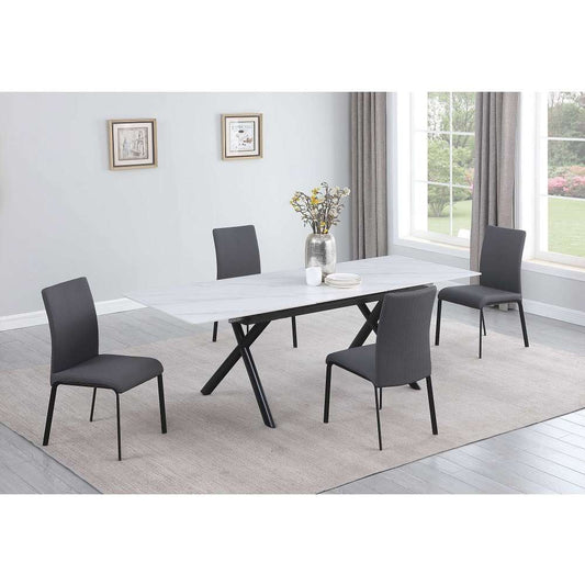 Chintaly - Karol - Dining Set w/ Extendable Sintered Stone Top Table & 4 Chairs - KAROL-AIDA-5PC veiw 1