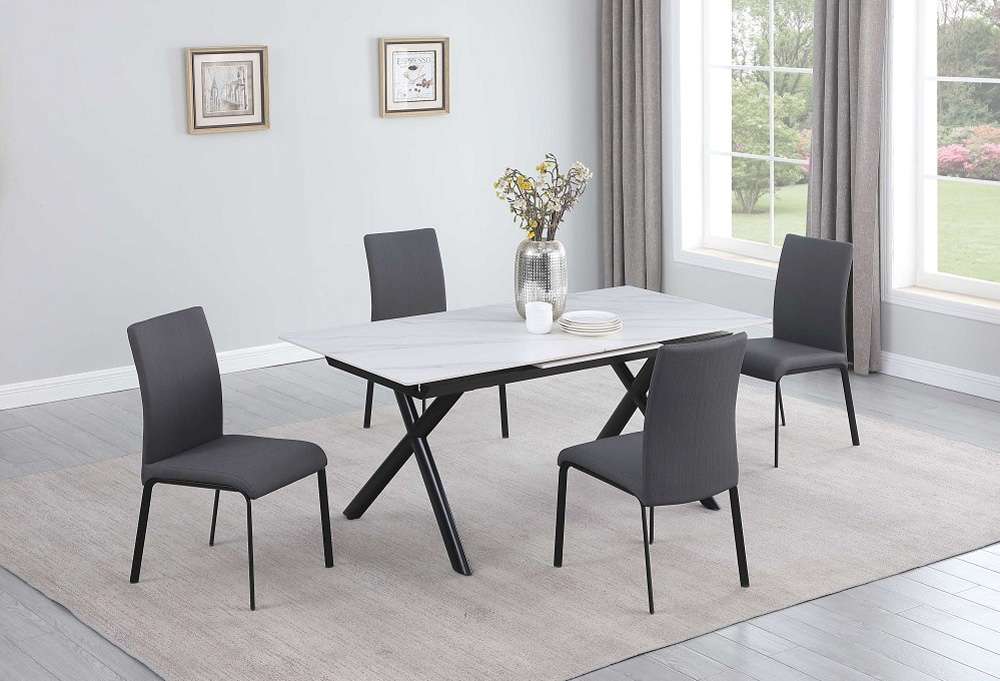 Chintaly - Karol - Dining Set w/ Extendable Sintered Stone Top Table & 4 Chairs - KAROL-AIDA-5PC veiw 2