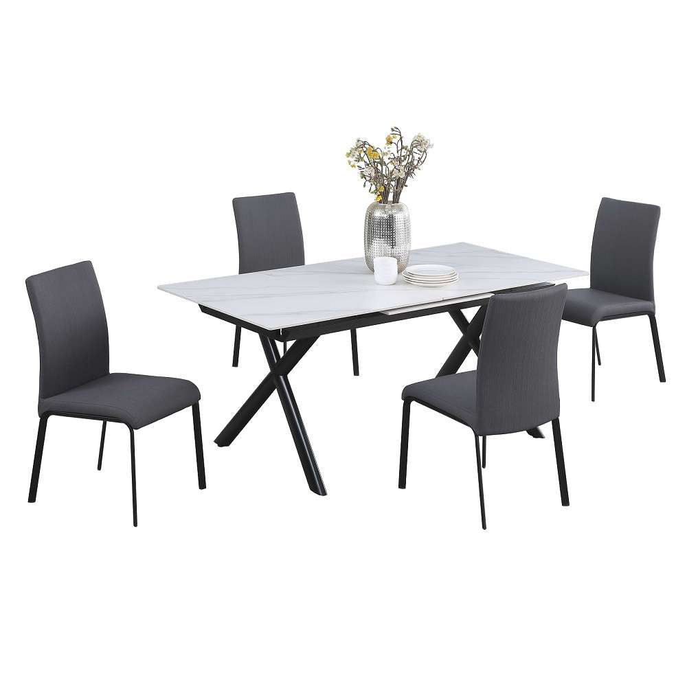 Chintaly - Karol - Dining Set w/ Extendable Sintered Stone Top Table & 4 Chairs - KAROL-AIDA-5PC veiw 3