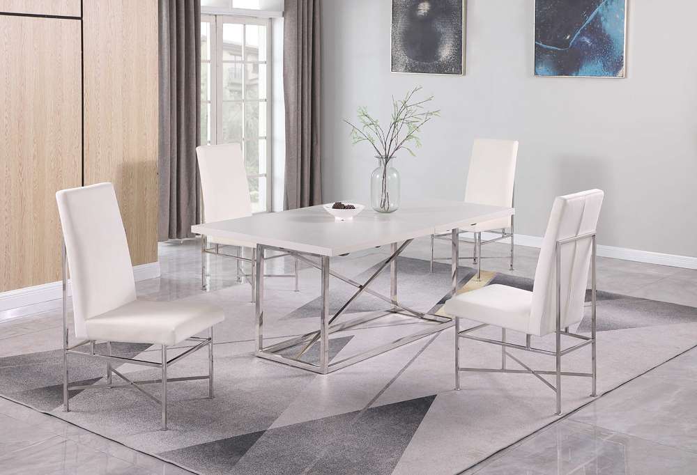 Chintaly - Kendall Contemporary Dining Set with Butterfly Extendable Table & 4 Side Chairs - KENDALL-5PC veiw 3