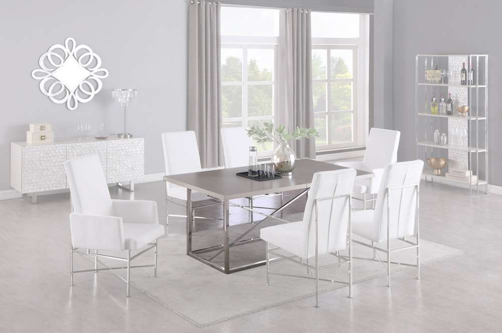 Chintaly - Kendall Contemporary Extendable Gray Dining Table w/ Steel Frame - KENDALL-DT veiw 1