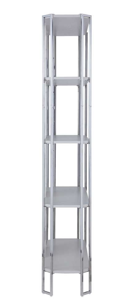 Chintaly - Kendall Contemporary Gray Bookshelf w/ Polished Steel Frame - KENDALL-BKS veiw 4