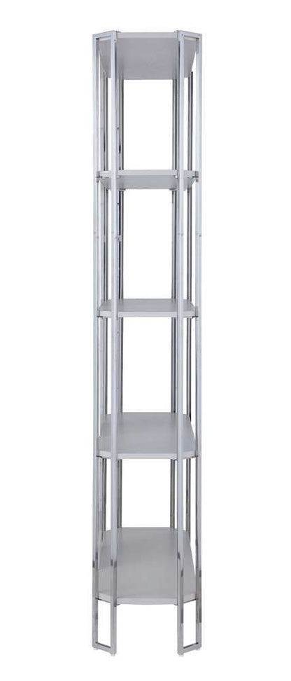 Chintaly - Kendall Contemporary Gray Bookshelf w/ Polished Steel Frame - KENDALL-BKS veiw 4
