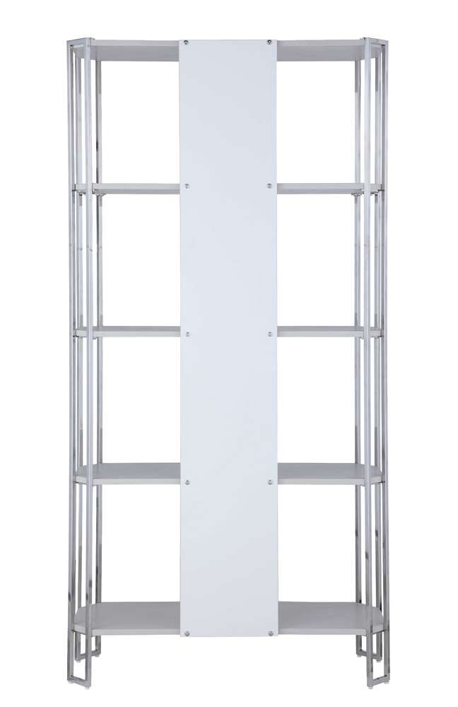 Chintaly - Kendall Contemporary Gray Bookshelf w/ Polished Steel Frame - KENDALL-BKS veiw 5