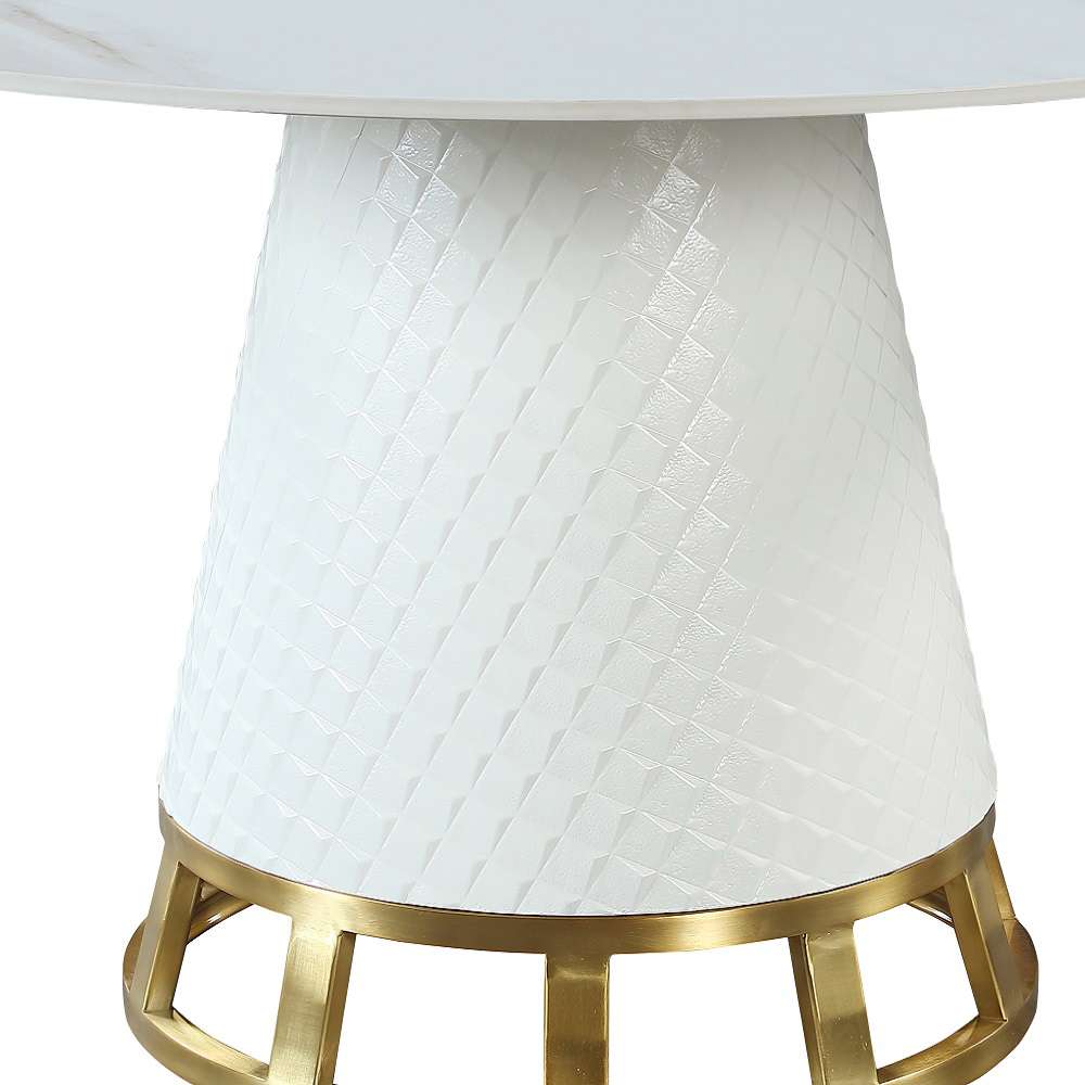 Chintaly - Khloe - Sintered Stone Top Dining Table w/ Wooden Base & Golden Accent - KHLOE-DT veiw 4