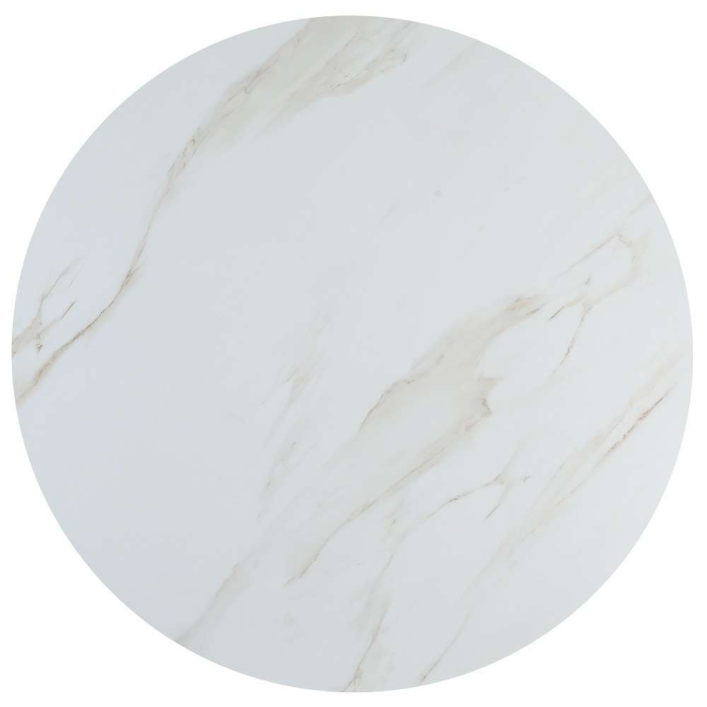 Chintaly - Kiana - Marbleized Sintered Stone Top Table w/ Cylinder Base & Golden Accent - KIANA-DT veiw 4