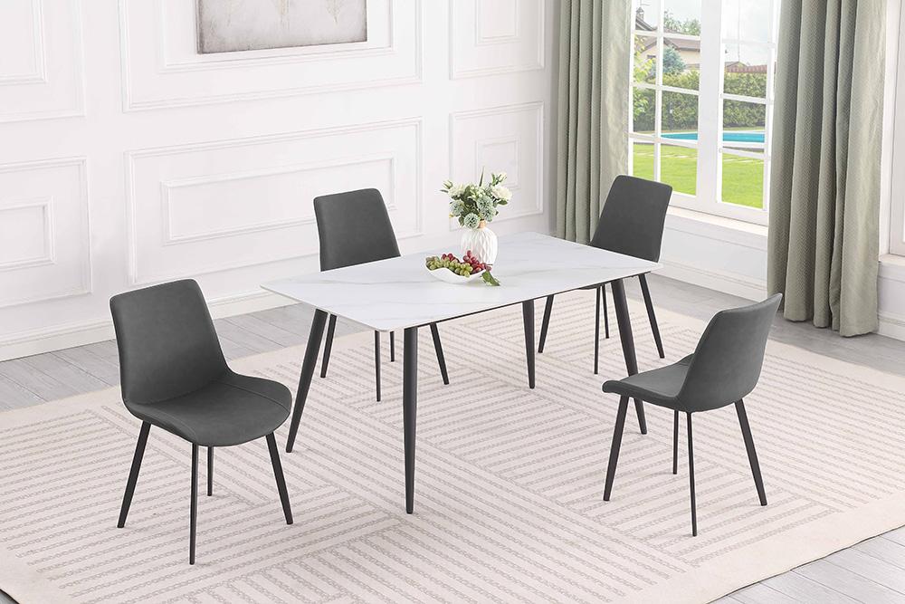 Chintaly - KINGSLEY - Contemporary Curved Back Side Chair w/ Steel Legs - (Set of 4) - KINGSLEY-SC-BLK-GRY veiw 9