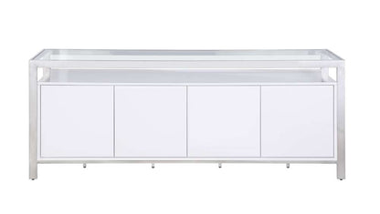 Chintaly - Krista Modern White Buffet w/ Stainless Steel & Tempered Glass Top - KRISTA-BUF veiw 3