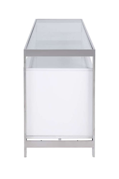 Chintaly - Krista Modern White Buffet w/ Stainless Steel & Tempered Glass Top - KRISTA-BUF veiw 4