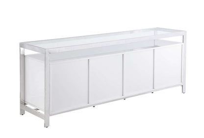 Chintaly - Krista Modern White Buffet w/ Stainless Steel & Tempered Glass Top - KRISTA-BUF veiw 5