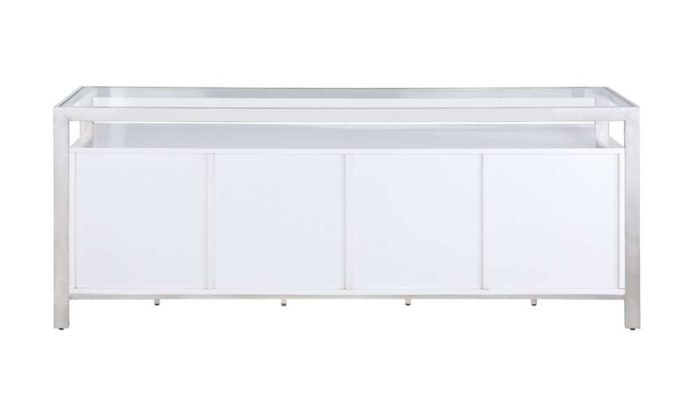 Chintaly - Krista Modern White Buffet w/ Stainless Steel & Tempered Glass Top - KRISTA-BUF veiw 6