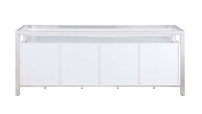 Chintaly - Krista Modern White Buffet w/ Stainless Steel & Tempered Glass Top - KRISTA-BUF veiw 6