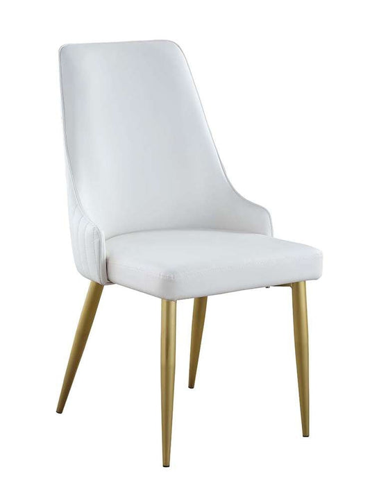 Chintaly - Kristen - Stitched Channel Back Side Chair w/ Golden Legs - (Set of 2) - KRISTEN-SC-WHT veiw 1