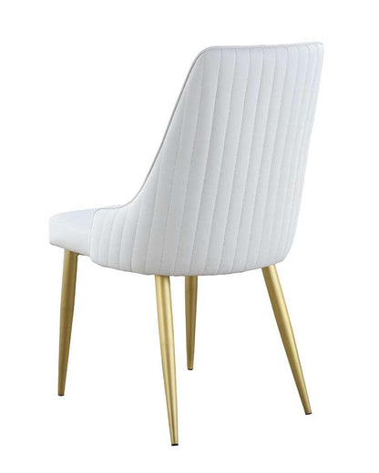 Chintaly - Kristen - Stitched Channel Back Side Chair w/ Golden Legs - (Set of 2) - KRISTEN-SC-WHT veiw 2