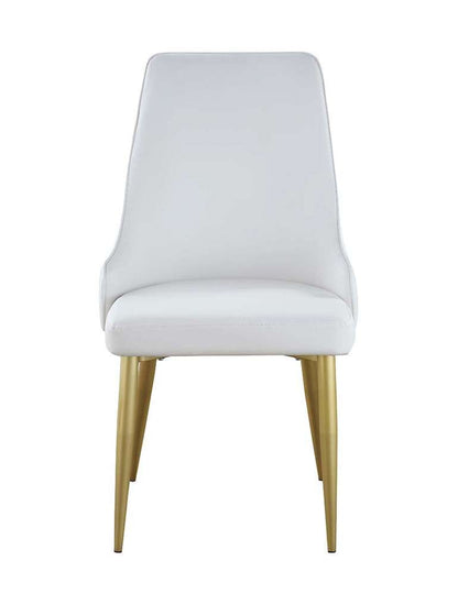 Chintaly - Kristen - Stitched Channel Back Side Chair w/ Golden Legs - (Set of 2) - KRISTEN-SC-WHT veiw 3