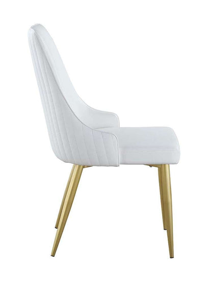 Chintaly - Kristen - Stitched Channel Back Side Chair w/ Golden Legs - (Set of 2) - KRISTEN-SC-WHT veiw 4