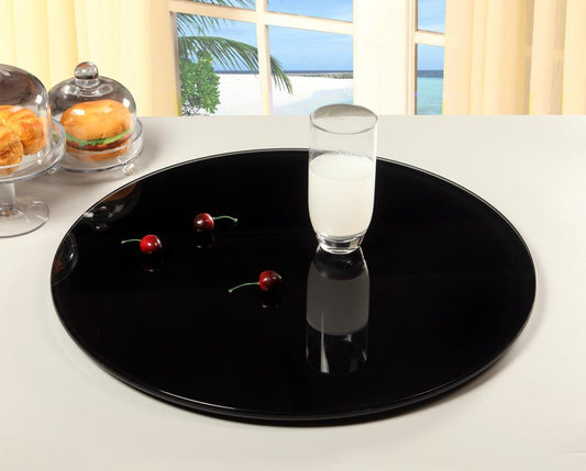Chintaly - Lazy Susan 24 Round Glass Rotating Tray Glass Black - LAZY-SUSAN-24-BLK veiw 1