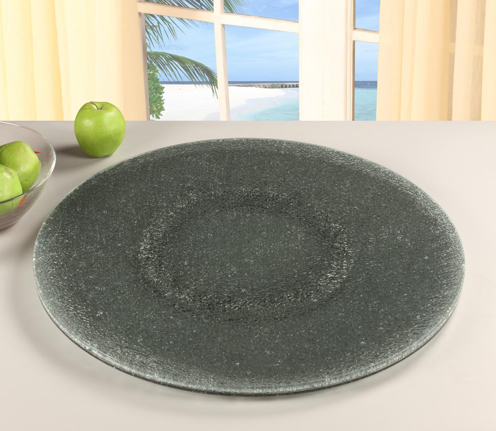 Chintaly - Lazy Susan Sandwich Glass Lazy Susan 24 Gray Tinted Glass Sandwich - LAZY-SUSAN-24SG veiw 1